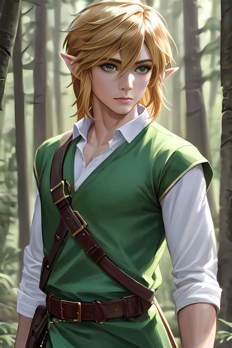 The Legend Of Zelda Is Standing In Front Of Some Trees And Looking At