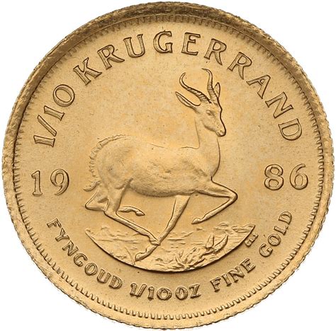 Gold Tenth Ounce Krugerrand Coin From South Africa Online Coin Club