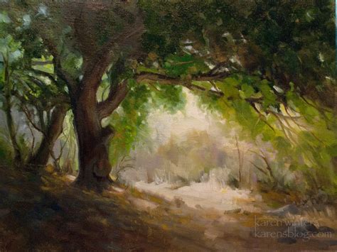 Oak Tree Lighted Path Oil Painting by Karen Winters | Karen Winters Blog - California ...