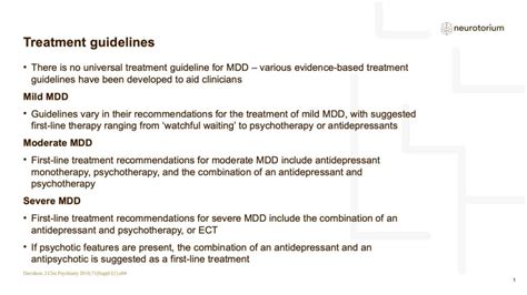 Major Depressive Disorder Treatment Principles Neurotorium