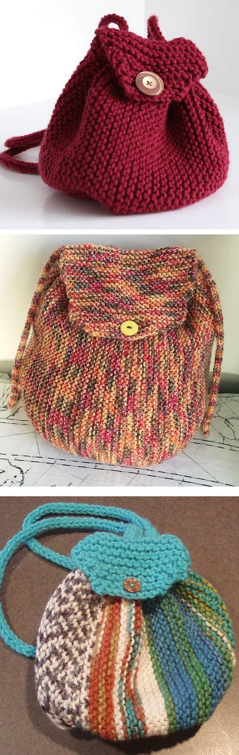 Free Knitting Pattern For Easy Garter Stitch Backpack Drawstring