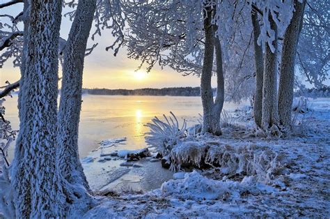 Winter Sunset Earth Winter Lake Snow Sunset Wallpaper | Winter ...