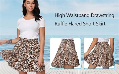 Women Elastic Waistband Ruffle Short Skirt Layered Flared