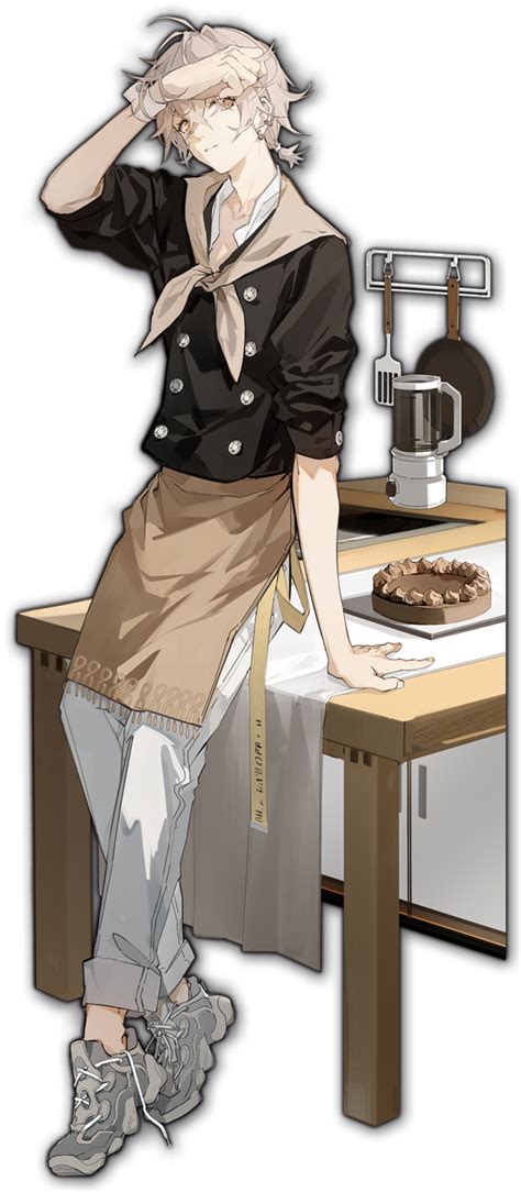 Safebooru 1boy Artist Request Blender Blonde Hair Cake Earrings Food Frying Pan Hair Between