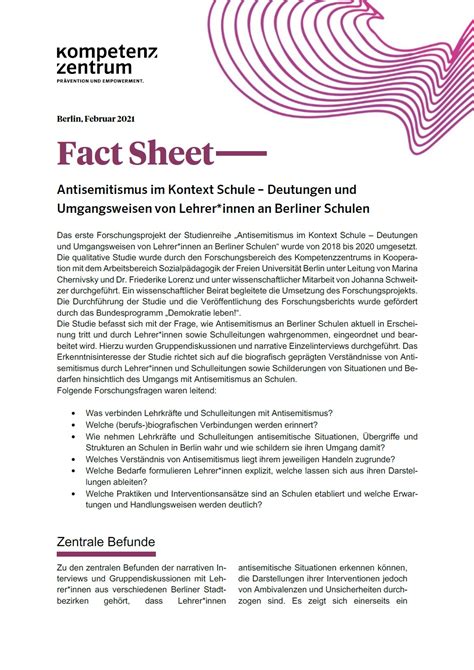 Fact Sheet Antisemitismus Im Kontext Schule Vielfalt Mediathek