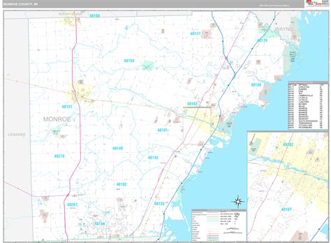 Monroe County, MI Wall Map Premium Style by MarketMAPS - MapSales.com