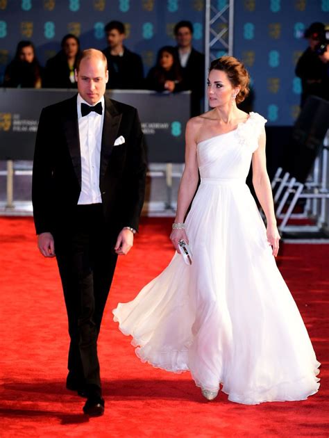 Kate Middleton Stuns In An Alexander Mcqueen One Shoulder White Gown At The Baftas