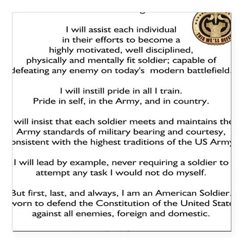 Printable Pdf Army Nco Creed Printable Templates