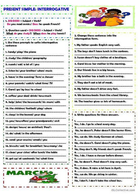 Present Simple Interrogative English Esl Worksheets Pdf And Doc