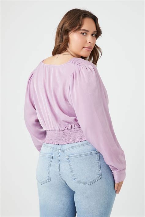 Plus Size Satin Surplice Crop Top Forever21us