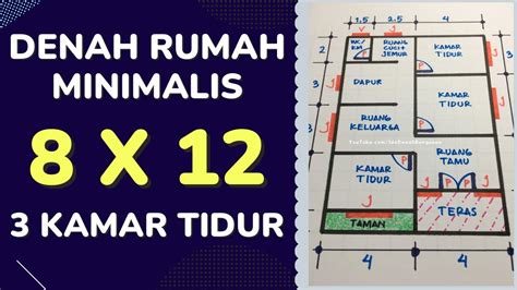 Denah Rumah Minimalis Ukuran 8x12 3 Kamar Tidur YouTube