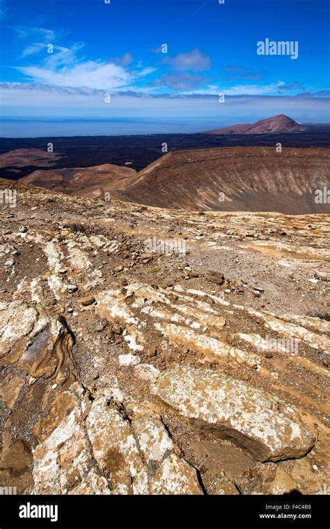 Timanfaya In Los Volcanes Volcanic Rock Stone Sky Hill And Summer