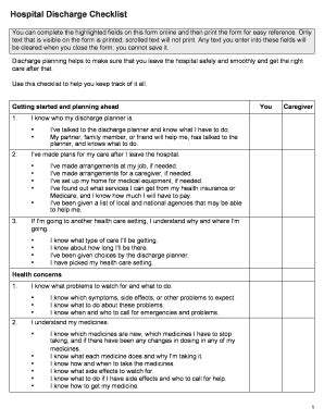 Hospital Discharge Checklist Template Fill And Sign Printable