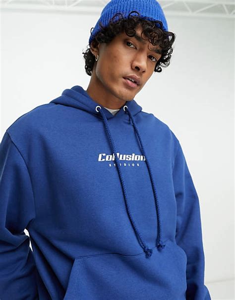 Collusion Hoodie With Logo In Navy Asos