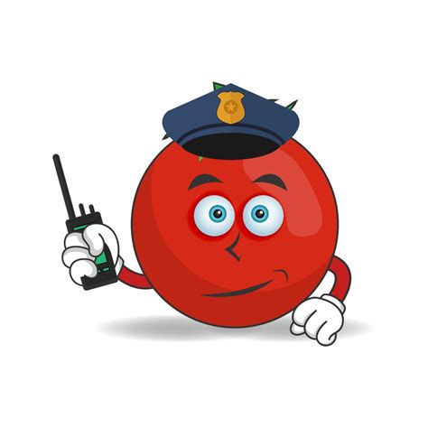 The Tomato Mascot Character Becomes A Policeman Vector Illustration