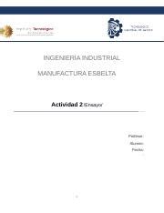 Ensayo Manufactura Esbelta Docx Ingenier A Industrial Manufactura