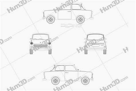 Trabant 601 sedan 1963 Blueprint - 3DModels.org