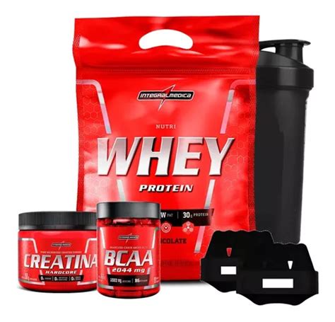 Combo Economico Nutri Whey Bcaa Creatina Garrafa E Luva Frete Grátis