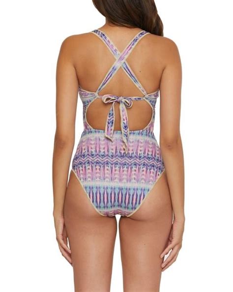 Becca Tulum Metallic One Piece Swimsuit In Purple Lyst