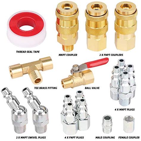 Hromee 18 Pieces Air Coupler And Plug Kit 1 4 Inch NPT Air Hose