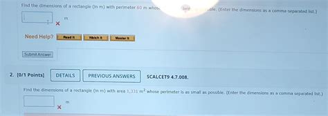 Solved Find The Dimensions Of A Rectangle In M