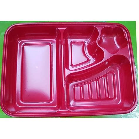 Jual MIKA BENTO KOTAK MAKAN SKAT 4 SEKAT 4 WARNA PINK ISI 50PCS