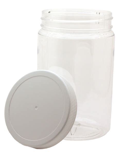 JS - 32 Oz Plastic Jars with Screw On Lids - 4 Pack - Clear BPA Free ...