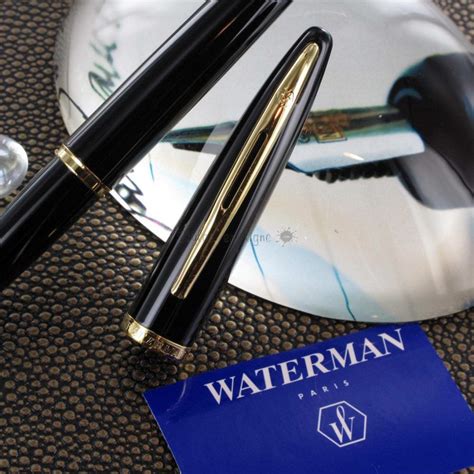 Stylo Plume Moyenne Waterman Car Ne Laque Noir Or Massif Gt Sur Stylos