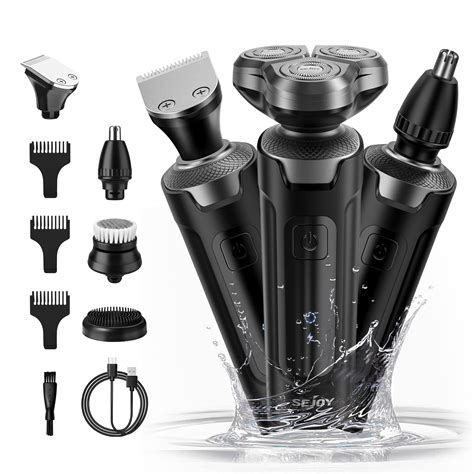 Sejoy Mens Electric Shaver 5 In 1 Rotary Razor Trimmer Cordless