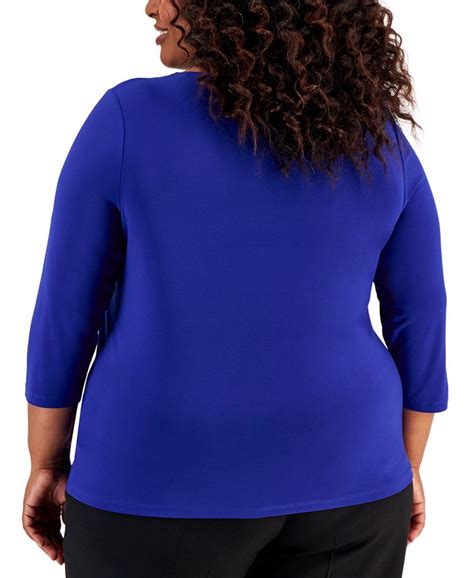 Kasper Plus Size Twist Neck Top Macys