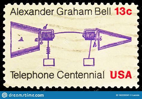 Postage Stamp Printed in United States Shows Bell`s Telephone Patent ...