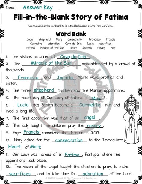 Our Lady Of Fatima Worksheet And Activity Pack Worksheets Library