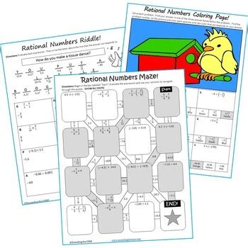 RATIONAL NUMBERS Maze Riddle Color By Number Coloring Page Math Activity