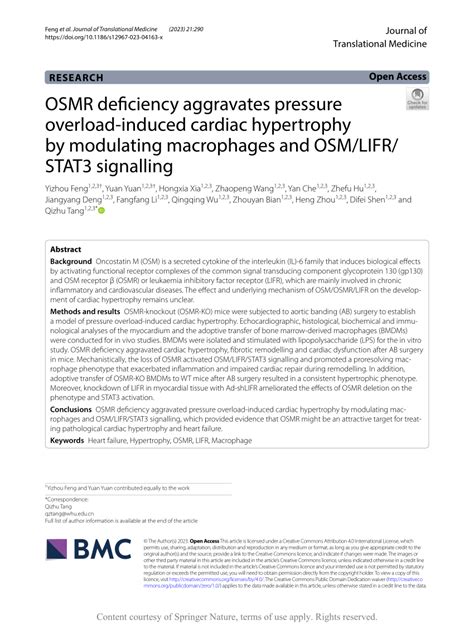 Pdf Osmr Deficiency Aggravates Pressure Overload Induced Cardiac