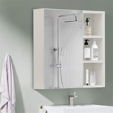 TUKAILAi Bathroom Mirror Cabinet 1 Door Storage Cupboard Wall Mounted