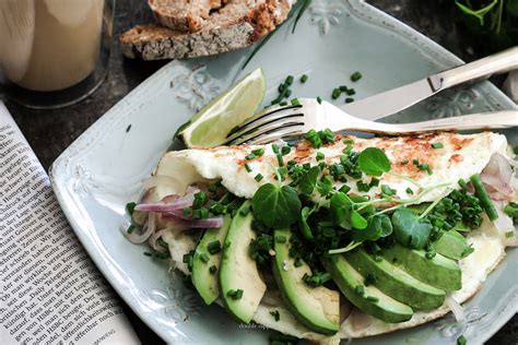 Egg White Omelette With Avocado Fan — Double Dipping