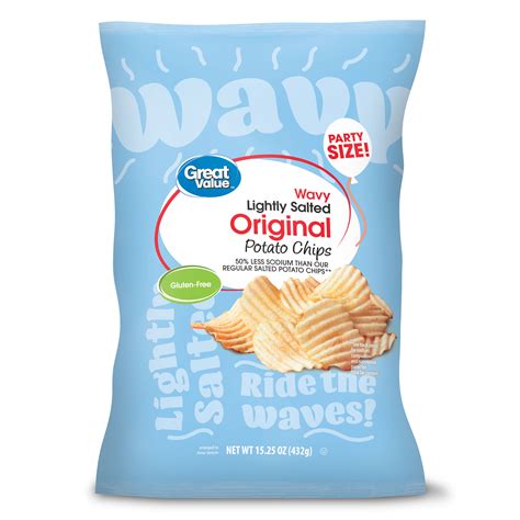 Great Value Wavy Lightly Salted Original Potato Chips Party Size