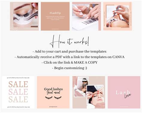 Natural Beauty Instagram Templates For Canva Canva Template Lashes