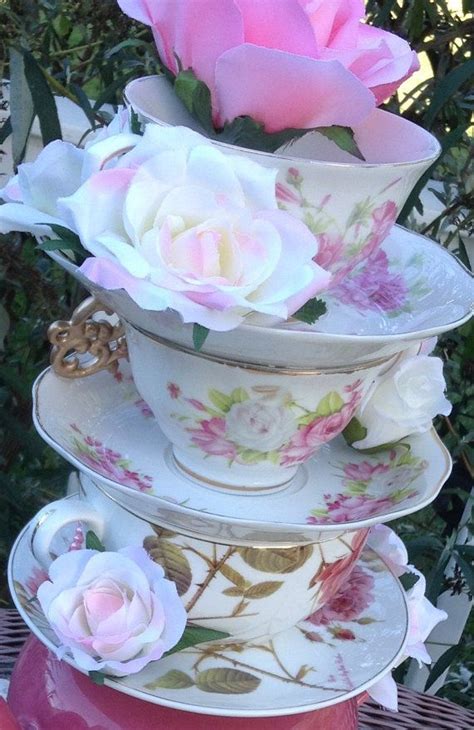 Rose Pink Teapot Floral Teacup Centerpiece Roses Gold Key Pearls