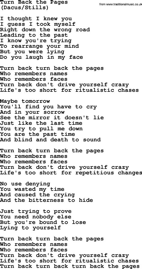 Turn Back The Pages By The Byrds Lyrics With Pdf