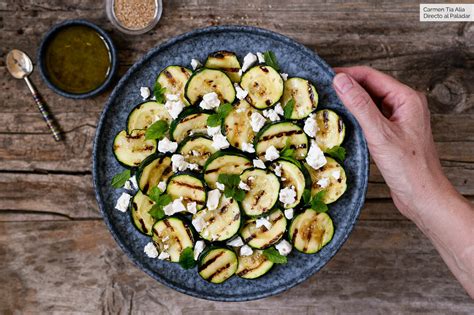 Ensalada de calabacín a la plancha queso feta y menta receta de