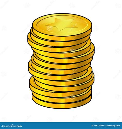 Pile of Gold Coins Cartoon Vector Illustration Isolated on White ...
