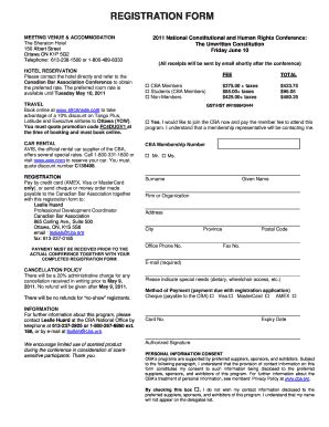 Fillable Online Cba Registration Form Canadian Bar Association Cba