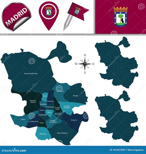 Map Of Madrid With Districts Stock Vector Illustration Of Chamberi