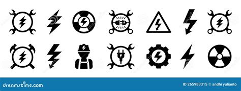 Electrical Maintenance Icon Set Electricity Installation Work Sign