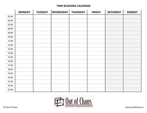 Free Printable Time Blocking Templates Pdf Word Excel Daily