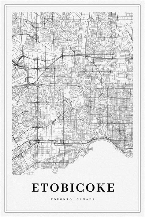 Etobicoke, Toronto, A Modern Map Ver. II , Map on Durable Cotton Canvas ...