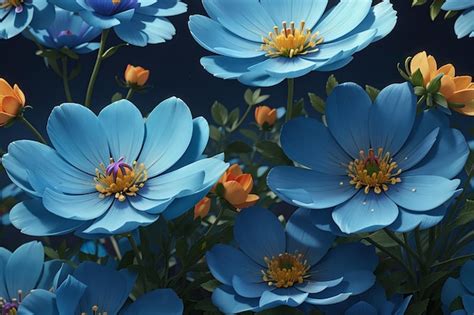 Premium Photo Blue Cosmos Flowers