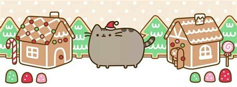a cat that is standing in front of some houses and candy canes on the ...