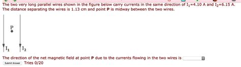 Solved The Two Very Long Parallel Wires Shown In The Figure Below